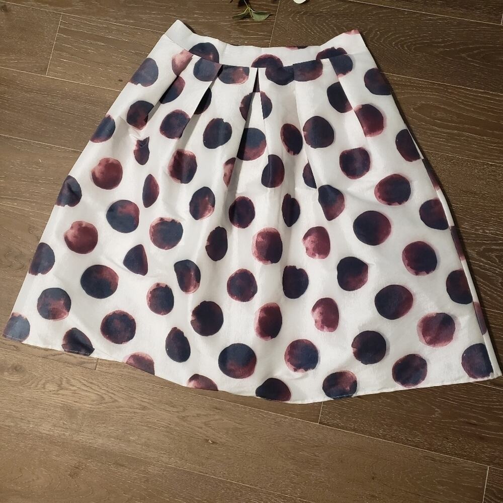 Polka Dot A Line Pleated Stretchy Taffeta-feel Skirt by‎ Touch Me Large